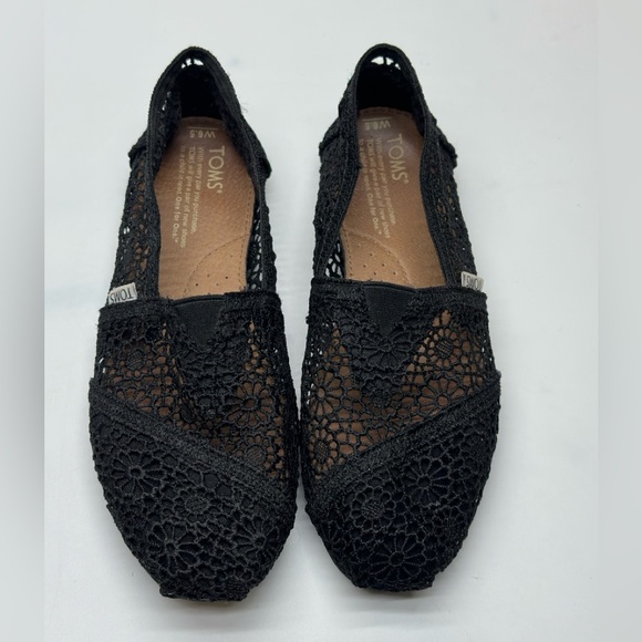 (2 Pairs) TOMS Women's (1) Turquoise‎ (1) Black Lace Flats (S50) - Picture 7 of 13